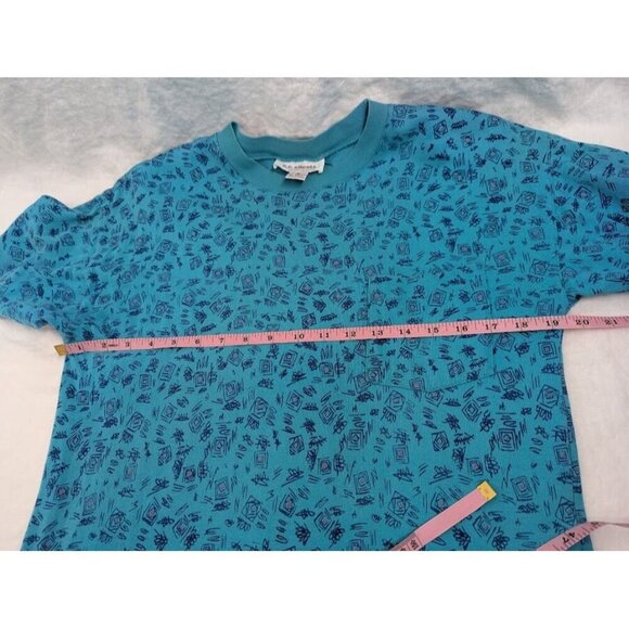 H.C. Ellicot womens sz small 1990s shirt dress whimsical print teal blue pink C4 - Picture 8 of 11